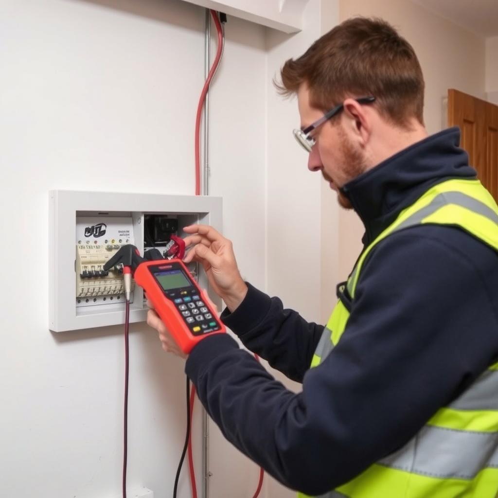 Electrician conducting electrical testing in Chingford