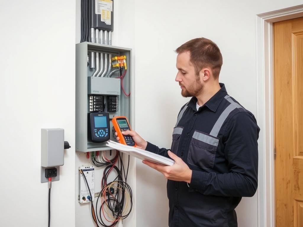 Electrician performing EICR testing for Chingford landlord