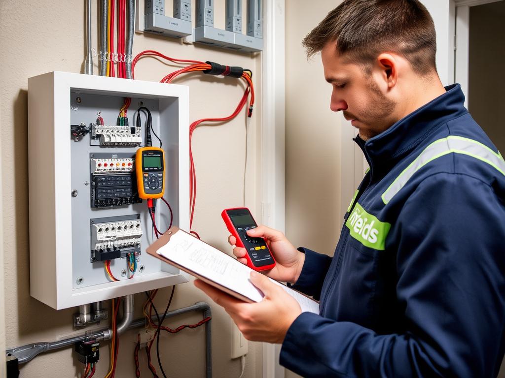 Electrician performing electrical testing and inspection in Leyton