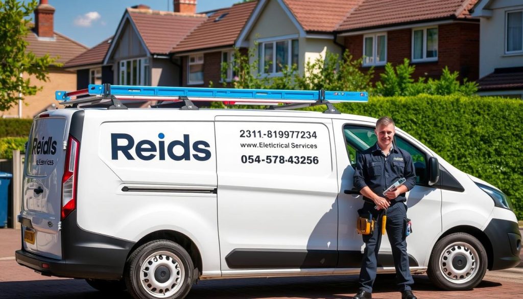 Reids Electrical Services van in Chingford with electrician